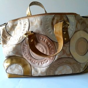 Authentic Coach Gold Ashley Satchel, Bag, Purse